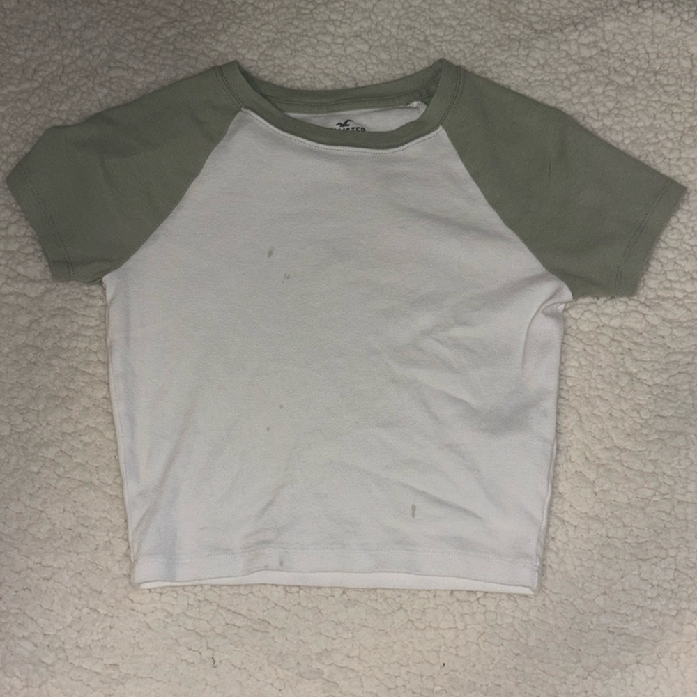 Hollister, XS, green and white tee